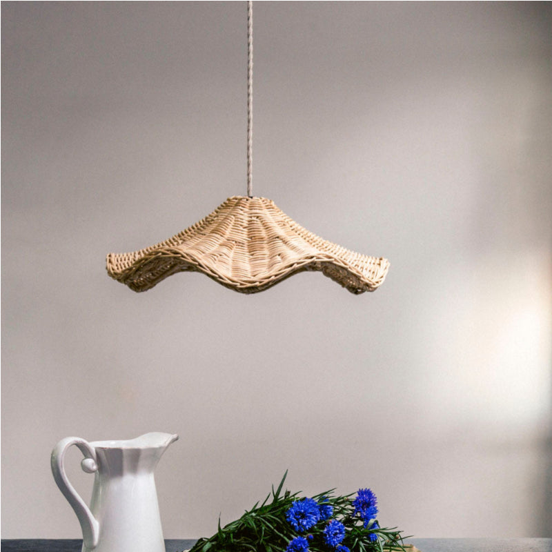 Boho Wicker Rattan Coastal Pendant Light